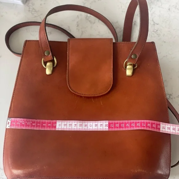 Vintage Brown Leather Bag 1980’s satchel style - Picture 10 of 11